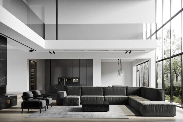 black and white house